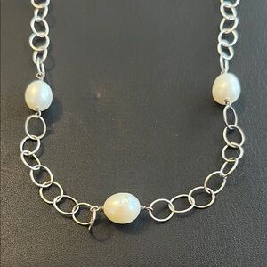 Silver and White Pearl Necklace
